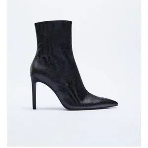 Zara Shoes Salezara Embossed Elastic Heeled Ankle Boots Sale